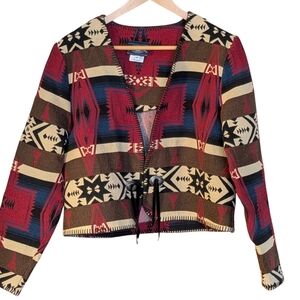 Cedar Creek Southwestern Cropped Jacket Women's 10 Open Blanket Western Cowgirl